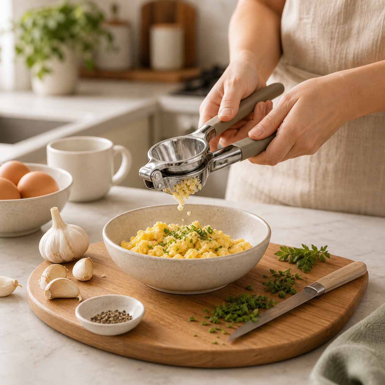 Breakfast prep with kitchen tools