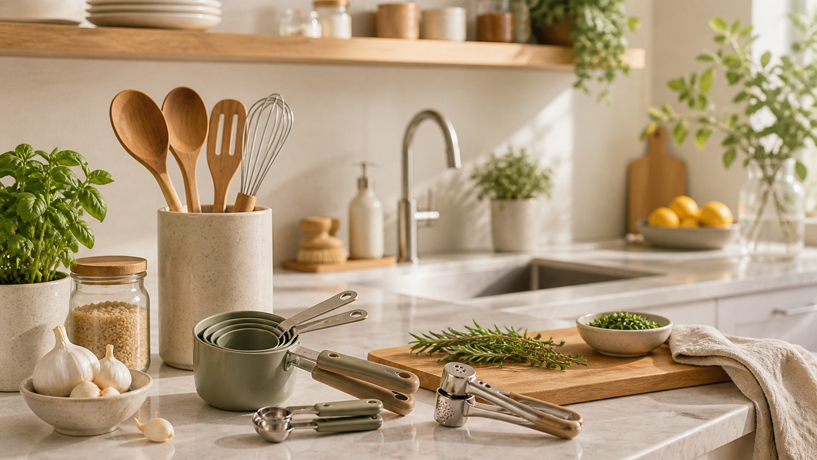 Modern kitchen with practical cooking tools
