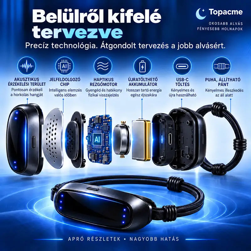 Topacme Noctra™ | Intelligens, horkolásra reagáló viselhető eszköz