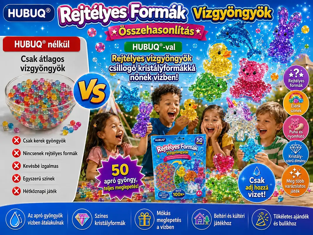 HUBUQ® 🐳Vízben Növő Meglepetés Gyöngyök – Mókás Felfedezés Gyerekeknek
