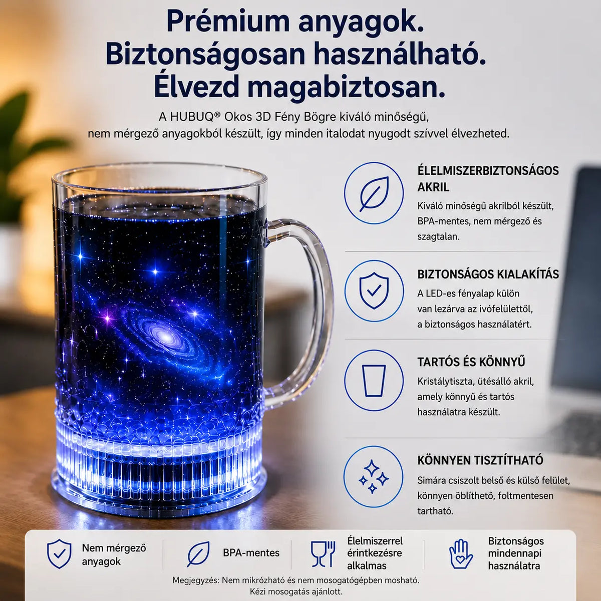 HUBUQ® 🔥🪄 Intelligens világító akrilpohár