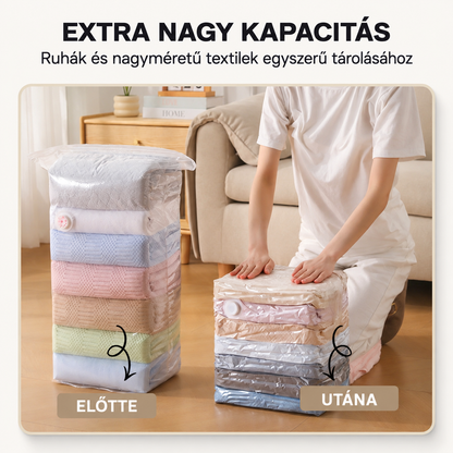 Extra nagy kapacitású vákuumos tárolózsák