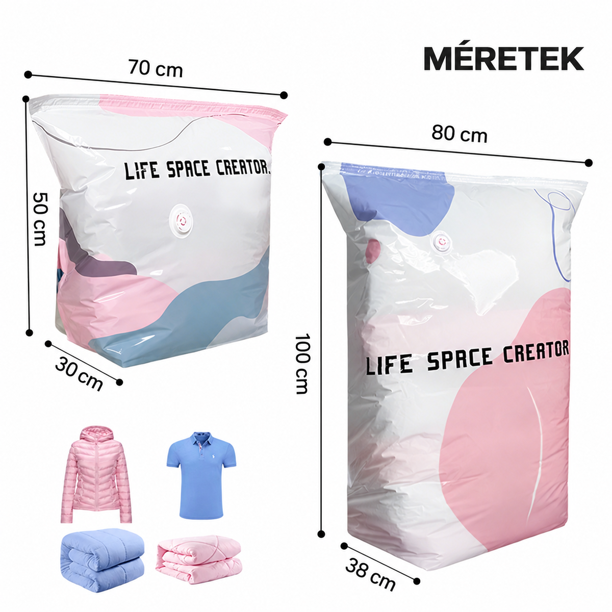 Vákuumos tárolózsák méretek